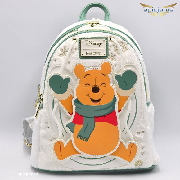 Loungefly Disney Winnie the Pooh Christmas Snow Angel Swivel White Mini Backpack - Picture 1 of 5